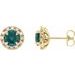 14K Yellow 4 mm Lab-Grown Emerald & 1/5 CTW Natural Diamond Halo-Style Earrings
