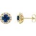 14K Yellow 4 mm Lab-Grown Blue Sapphire & 1/5 CTW Natural Diamond Halo-Style Earrings