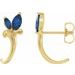 14K Yellow Natural Blue Sapphire Floral J-Hoop Earrings