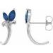 Platinum Natural Blue Sapphire Floral J-Hoop Earrings