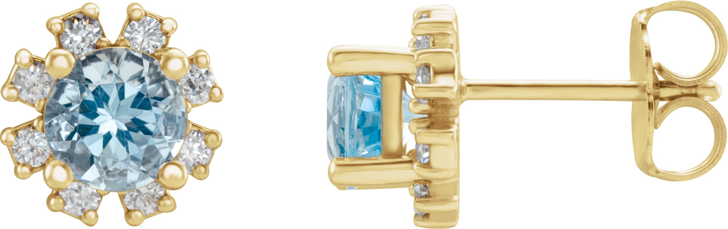 14K Yellow Aquamarine and .07 CTW Diamond Earrings Ref 15389154