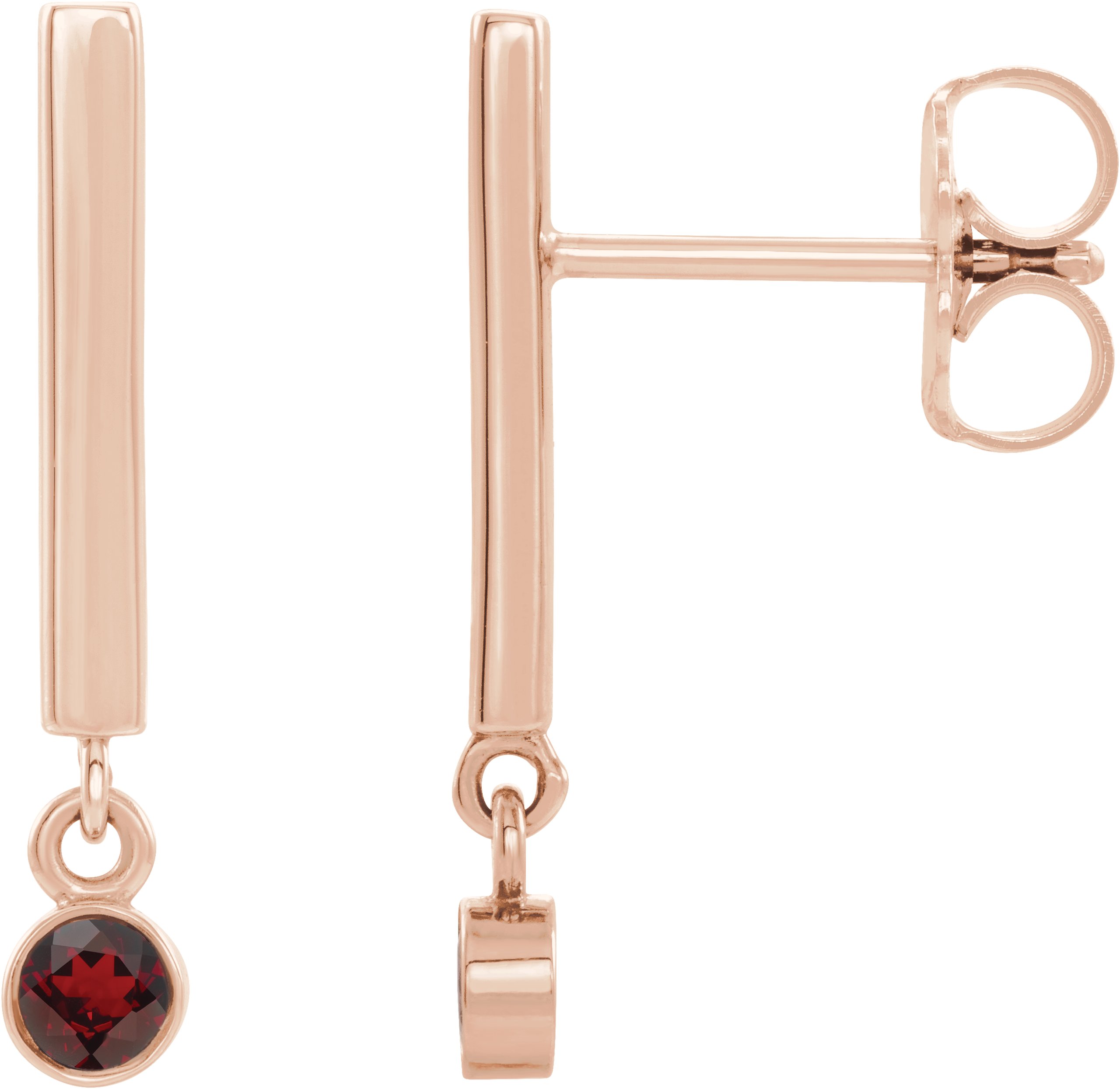 14K Rose Mozambique Garnet Bar Earrings Ref. 15656116