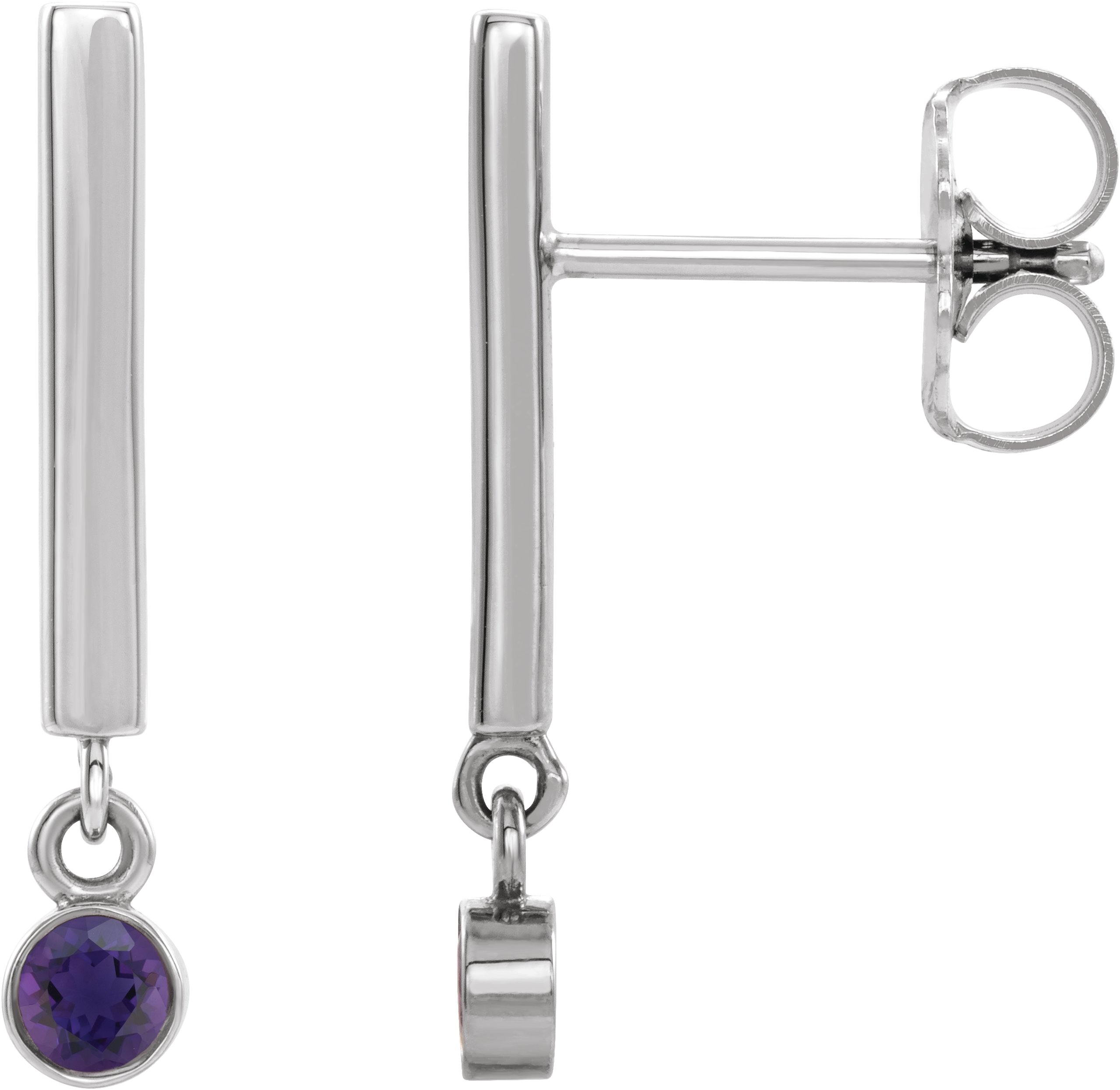 Sterling Silver Amethyst Bar Earrings Ref. 15656144