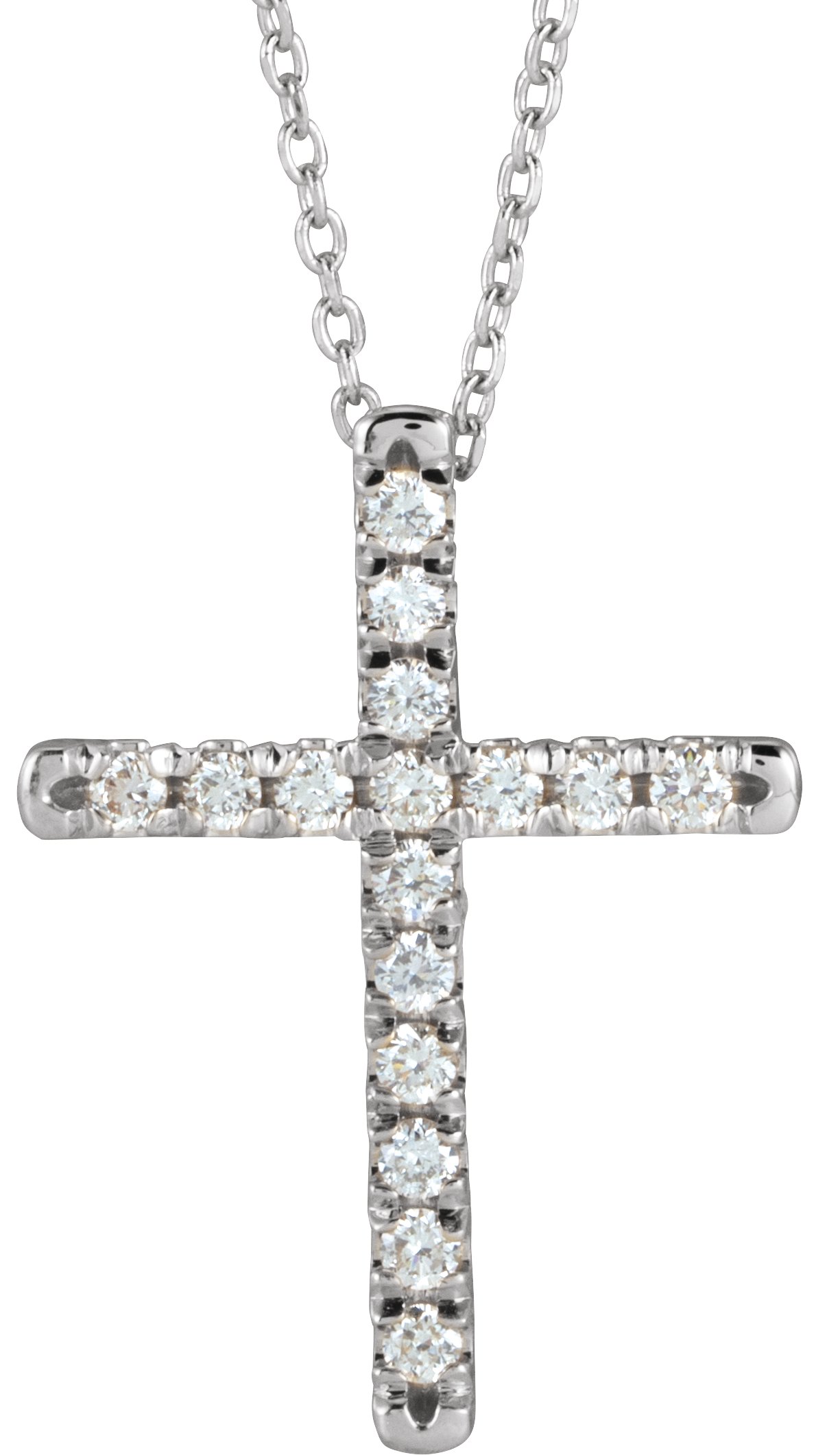 14K White .33 CTW Diamond French Set Cross Necklace Ref. 16567285