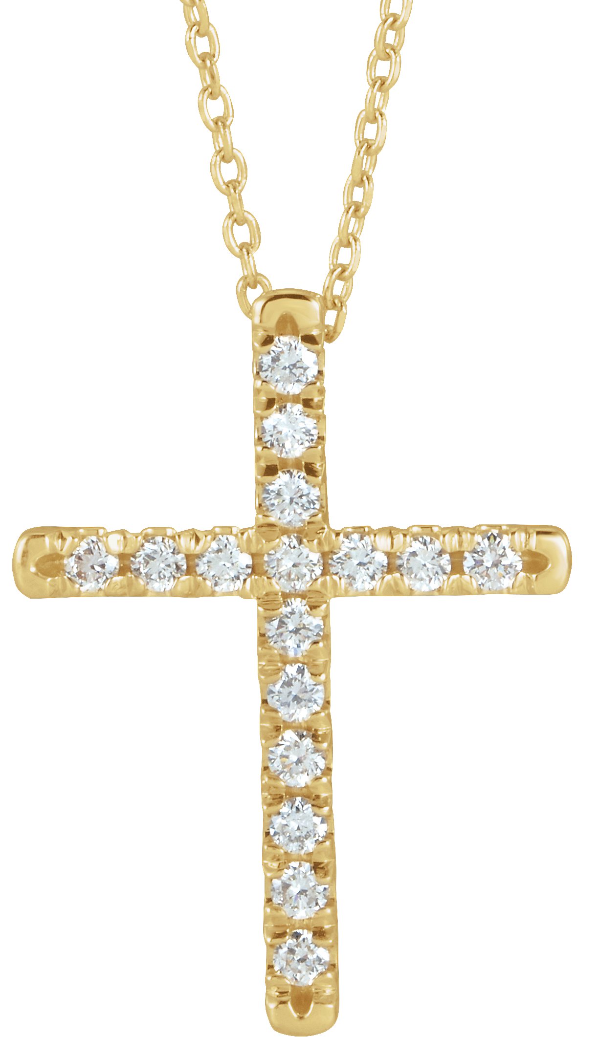 14K Yellow .33 CTW Diamond French Set Cross Necklace Ref. 16567286