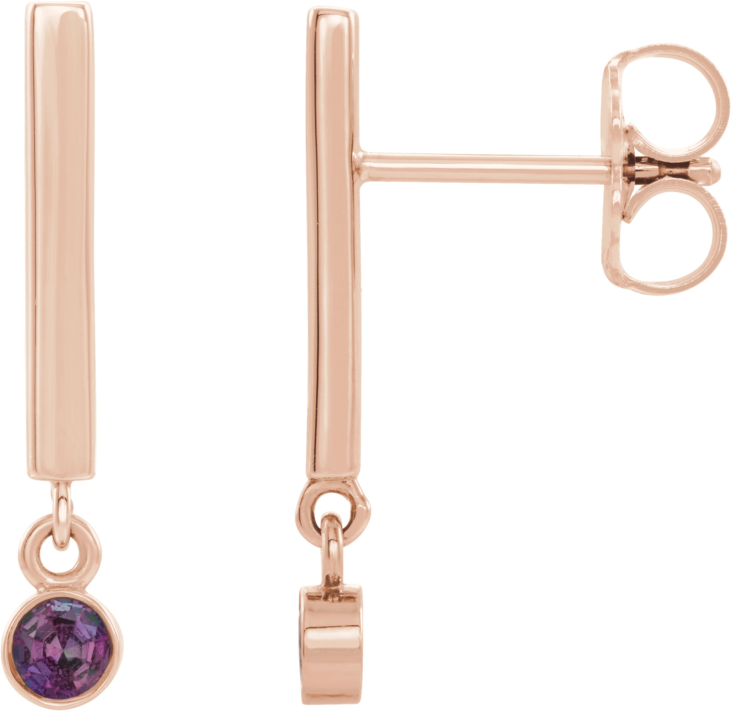 14K Rose Chatham® Lab Created Alexandrite Bar Earrings Ref. 15656105