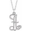 Sterling Silver .02 CT Diamond Script Initial A 16 18 inch Necklace Ref. 16047592