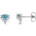 14K White Natural Blue Zircon & 1/6 CTW Natural Diamond Earrings