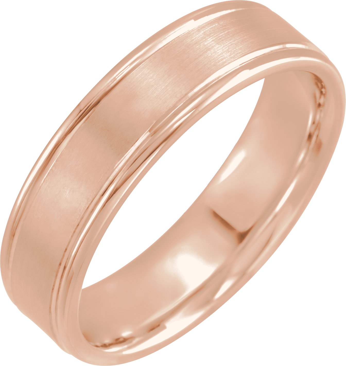 14K Rose 6 mm Grooved Band Size 10
