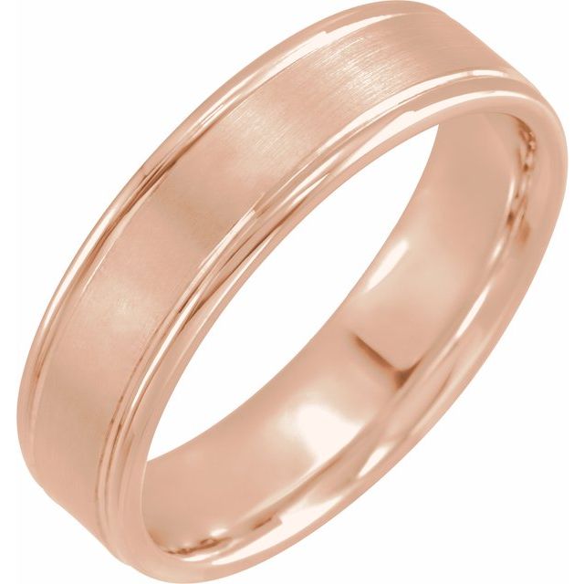14K Rose 6 mm Grooved Band Size 11