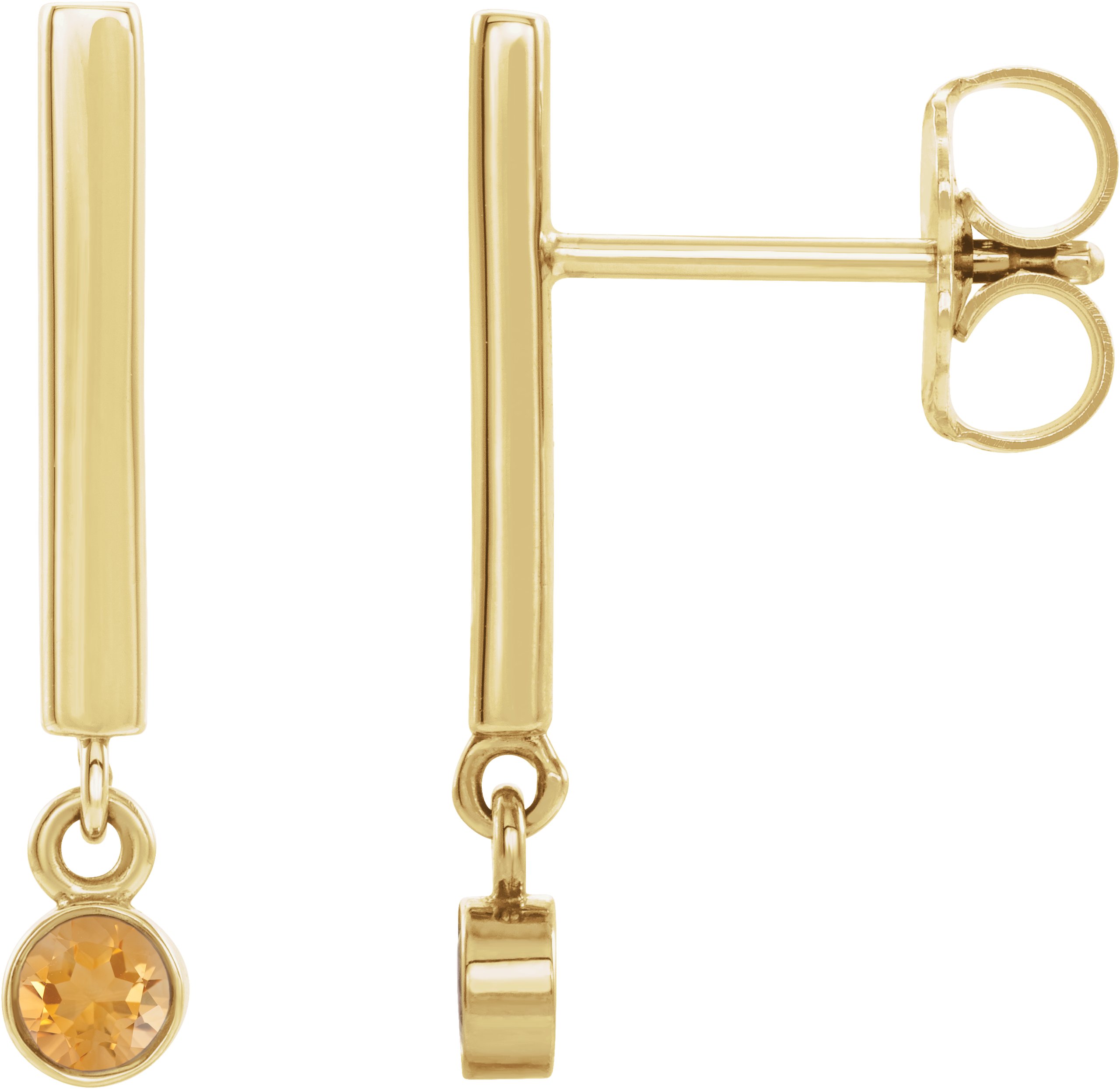 14K Yellow Citrine Bar Earrings Ref. 15656097