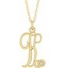 14K Yellow Gold Plated .02 CT Diamond Script Initial K 16 18 inch Necklace Ref. 16047628