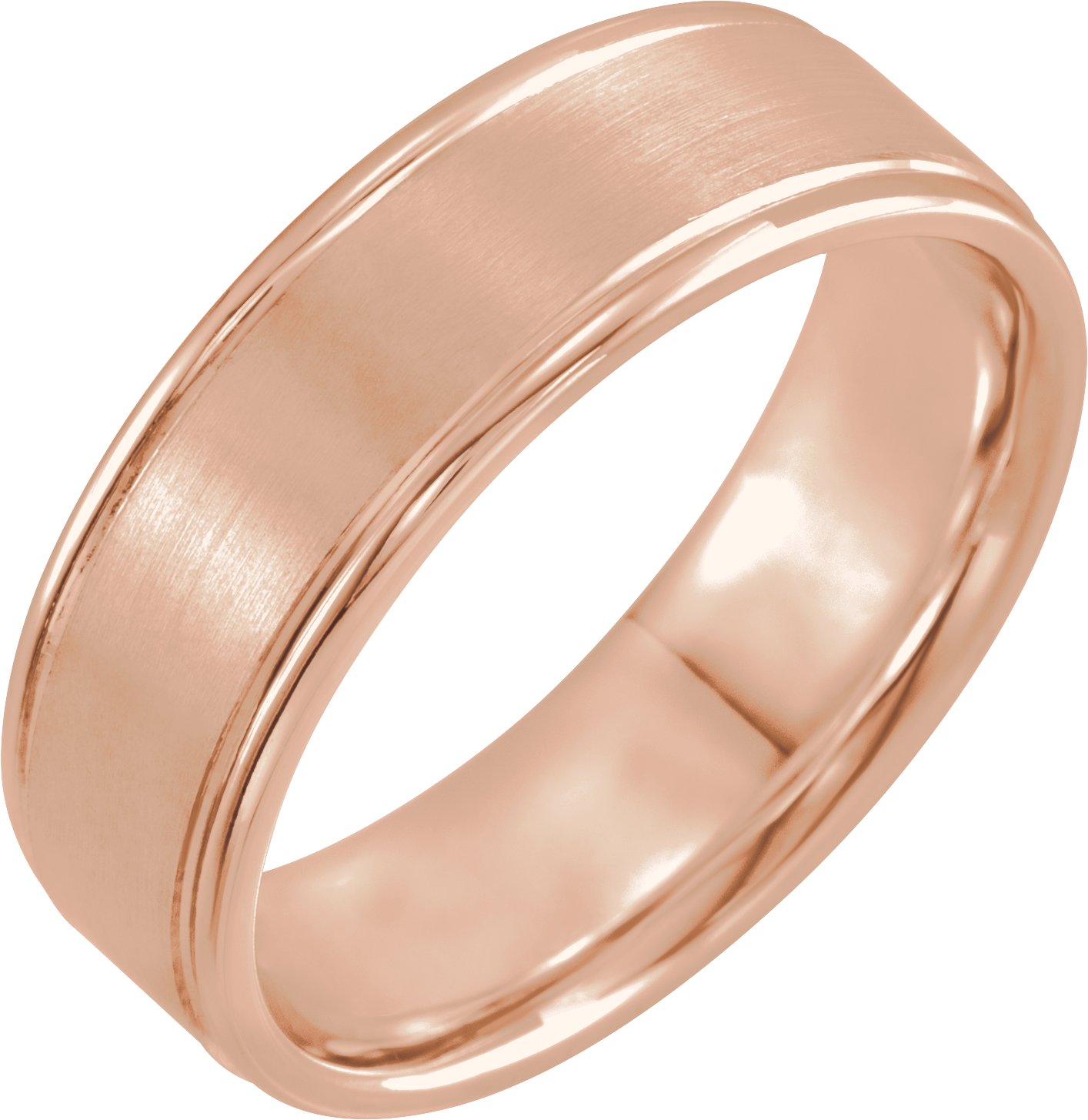 14K Rose 7 mm Grooved Band Size 10