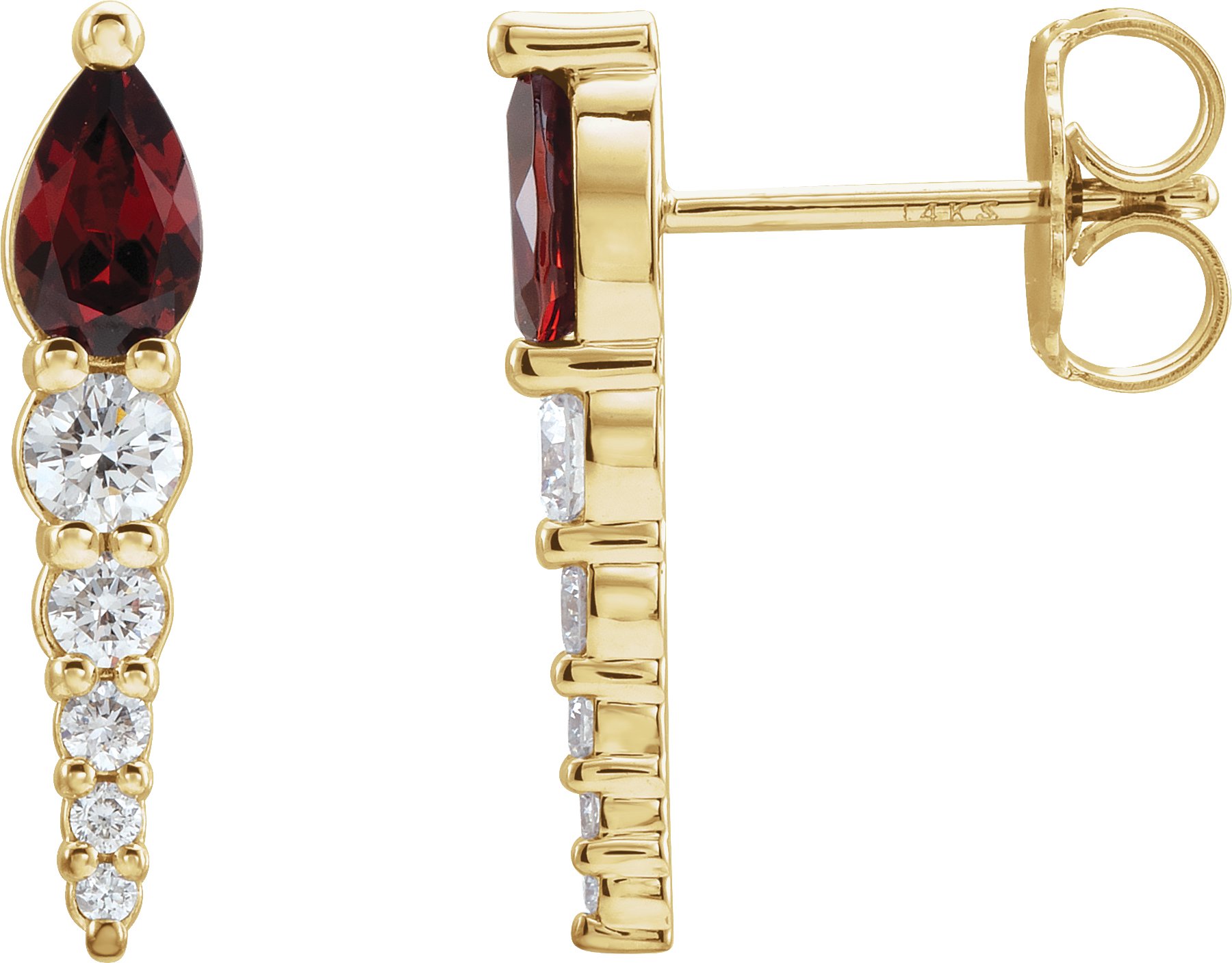 14K Yellow Mozambique Garnet and .25 CTW Diamond Earrings Ref. 16214017