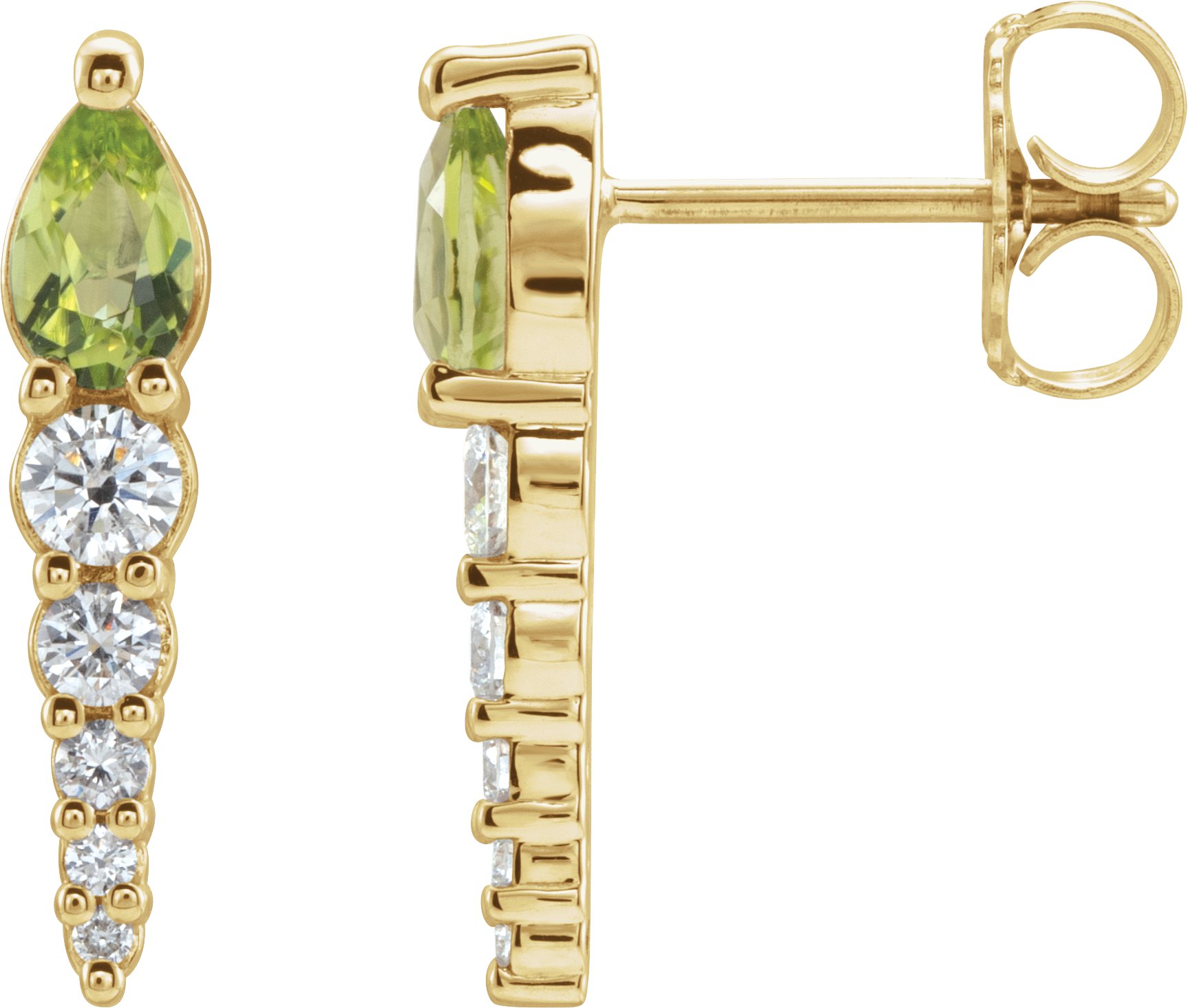 14K Yellow Peridot and .25 CTW Diamond Earrings Ref. 16214018