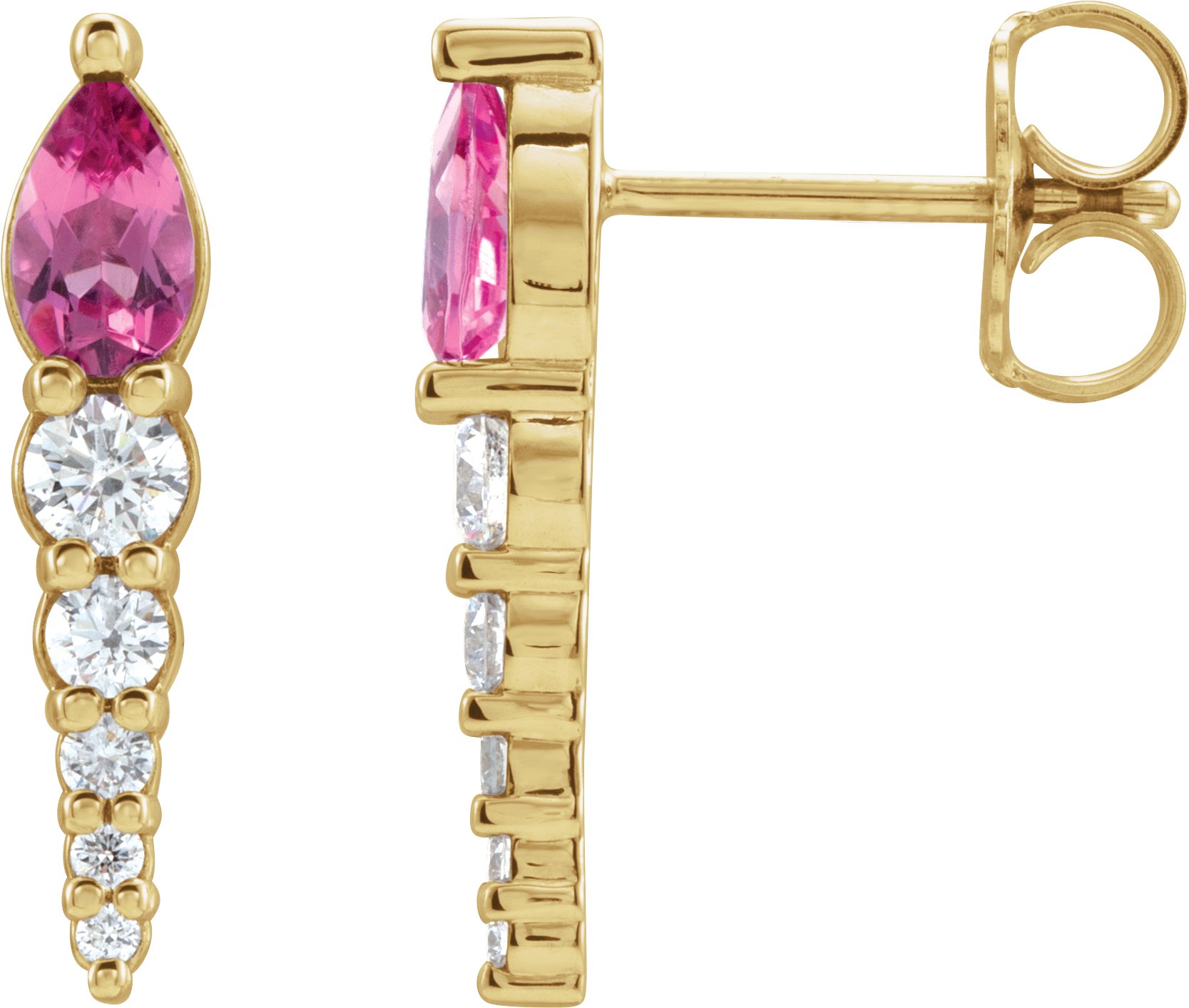 14K Yellow Pink Tourmaline and .25 CTW Diamond Earrings Ref. 16214019