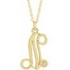 14K Yellow Gold Plated .02 CT Diamond Script Initial N 16 18 inch Necklace Ref. 16047631