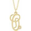 14K Yellow Gold Plated .02 CT Diamond Script Initial O 16 18 inch Necklace Ref. 16047632