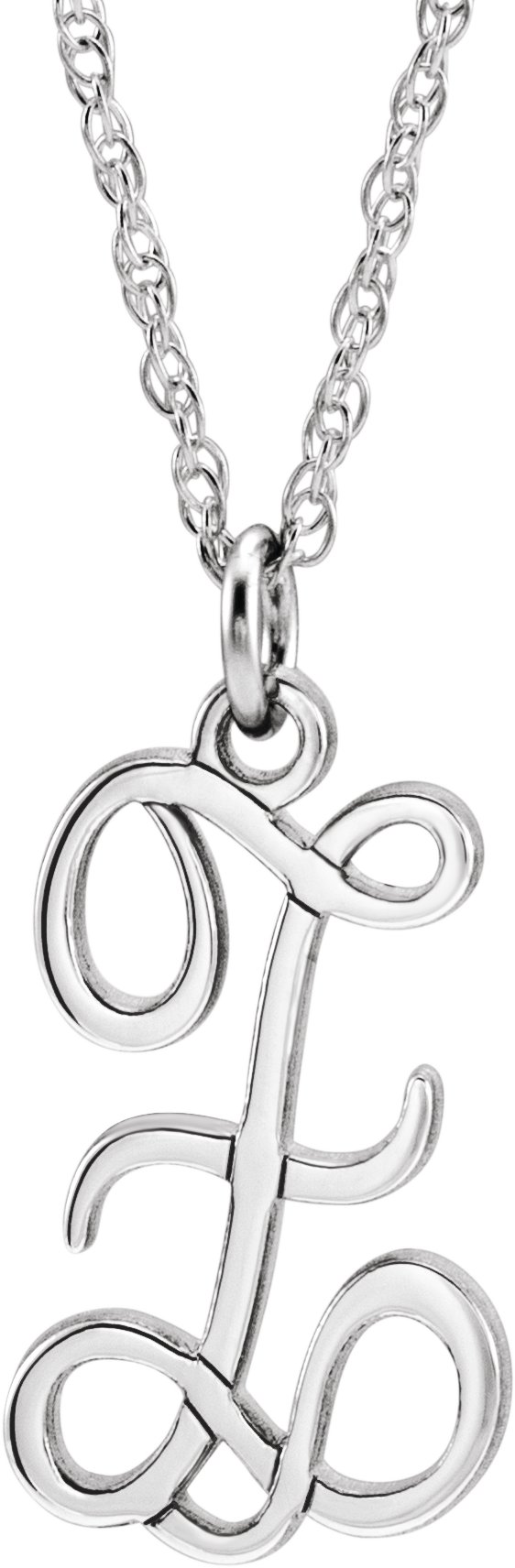 Sterling Silver Script Initial Z 16-18" Necklace