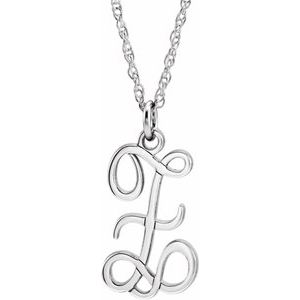 Sterling Silver Script Initial Z 16-18" Necklace