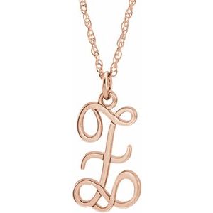 14K Rose Gold-Plated Sterling Silver Script Initial Z 16-18" Necklace