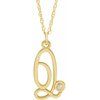 14K Yellow Gold Plated .02 CT Diamond Script Initial Q 16 18 inch Necklace Ref. 16047634