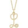 14K Yellow Gold Plated .02 CT Diamond Script Initial L 16 18 inch Necklace Ref. 16047629