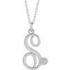 Sterling Silver .02 CT Diamond Script Initial S 16 18 inch Necklace Ref. 16047610
