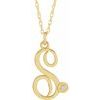 14K Yellow Gold Plated .02 CT Diamond Script Initial S 16 18 inch Necklace Ref. 16047636