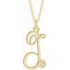 14K Yellow Gold Plated .02 CT Diamond Script Initial T 16 18 inch Necklace Ref. 16047637