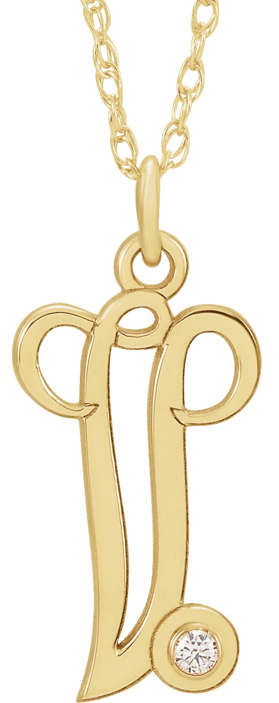 14K Yellow Gold Initial V Necklace