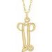 14K Yellow Gold-Plated .02 CT Diamond Script Initial V 16-18