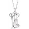 Sterling Silver .02 CT Diamond Script Initial W 16 18 inch Necklace Ref. 16047614
