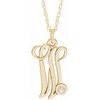 14K Yellow Gold Plated .02 CT Diamond Script Initial W 16 18 inch Necklace Ref. 16047640