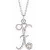 Sterling Silver .02 CT Diamond Script Initial X 16 18 inch Necklace Ref. 16047615