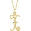 14K Yellow Gold Plated .02 CT Diamond Script Initial X 16 18 inch Necklace Ref. 16047641