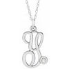 Sterling Silver .02 CT Diamond Script Initial Y 16 18 inch Necklace Ref. 16047616