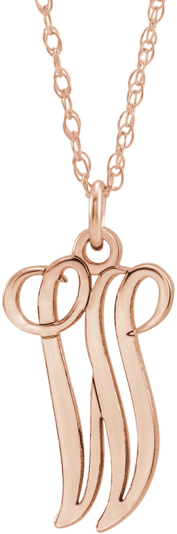 14K Rose Gold-Plated Sterling Silver Script Initial W 16-18" Necklace