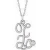 Sterling Silver .02 CT Diamond Script Initial Z 16 18 inch Necklace Ref. 16047617