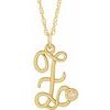 14K Yellow Gold Plated .02 CT Diamond Script Initial Z 16 18 inch Necklace Ref. 16047643
