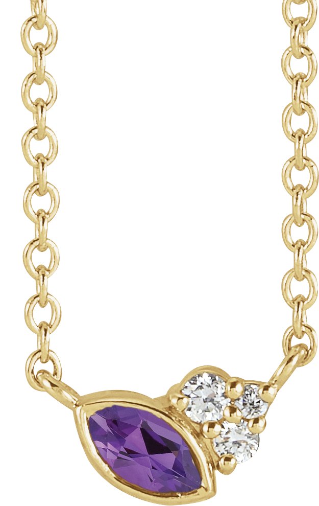 14K Yellow Amethyst and .03 CTW Diamond 18 inch Necklace Ref. 16628393