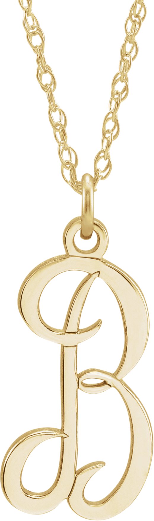 14K Yellow Gold-Plated Sterling Silver Script Initial B 16-18" Necklace