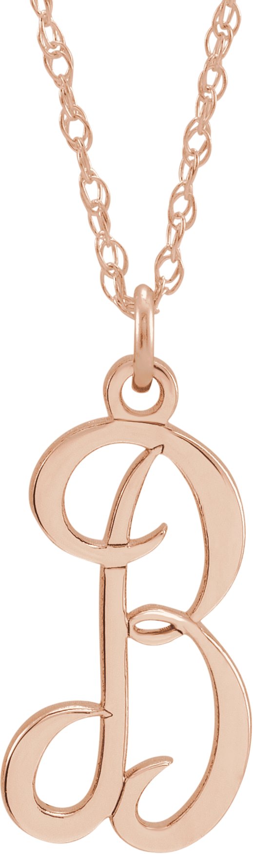 14K Rose Gold-Plated Sterling Silver Script Initial B 16-18" Necklace