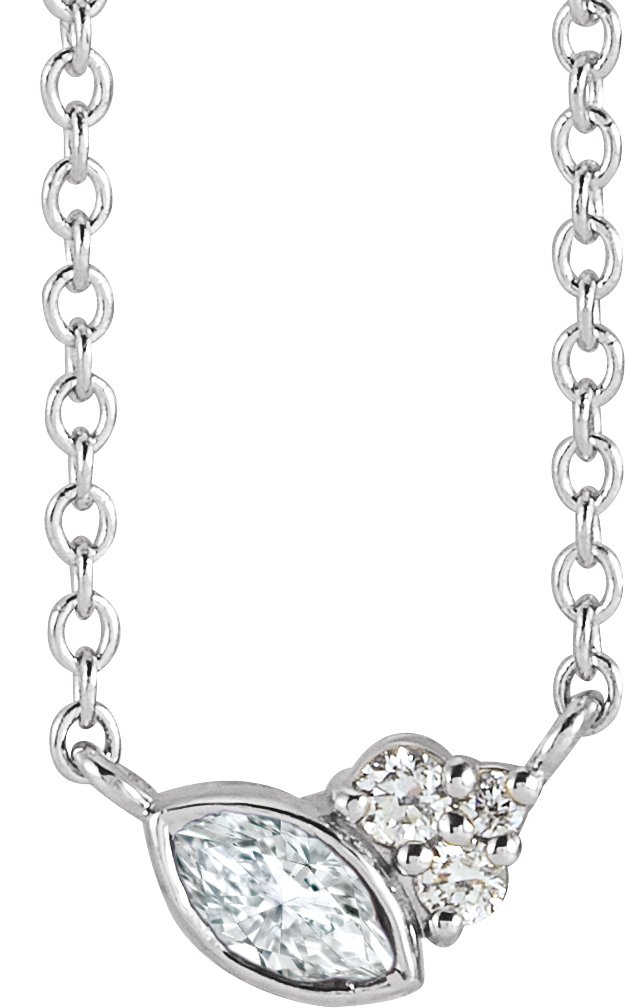 14K White 1/10 CTW Natural Diamond 16" Necklace 