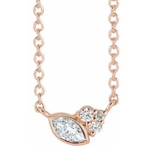 14K Rose 1/10 CTW Natural Diamond 16" Necklace 