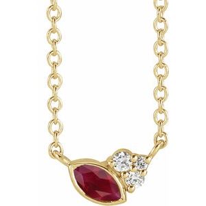 14K Yellow Ruby & .03 CTW Diamond 16" Necklace