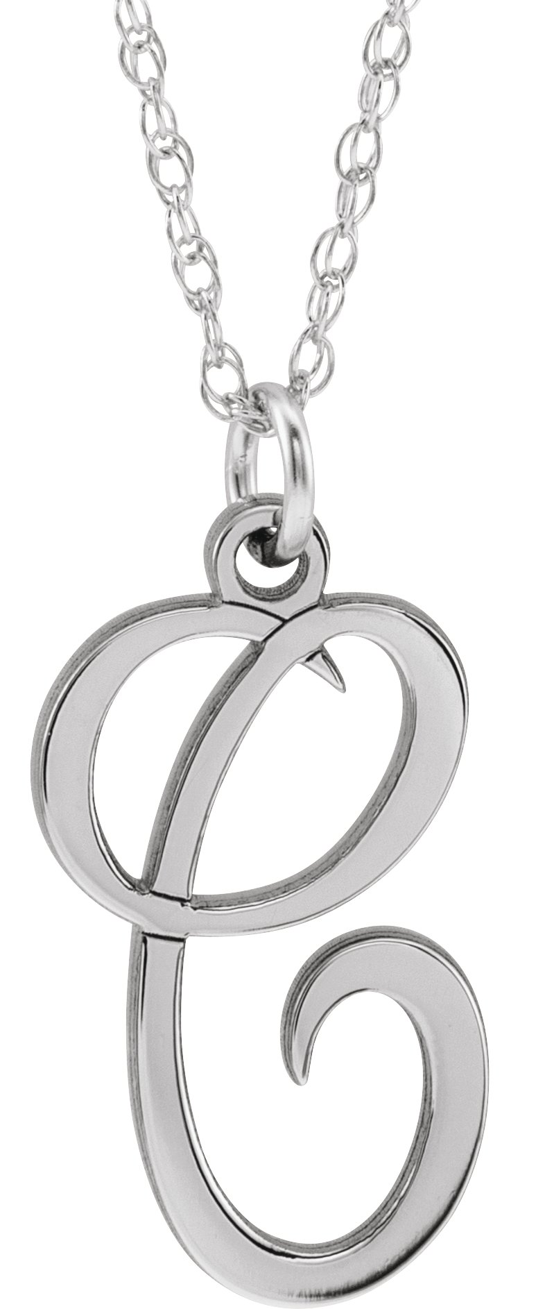 Sterling Silver Script Initial C 16-18" Necklace
