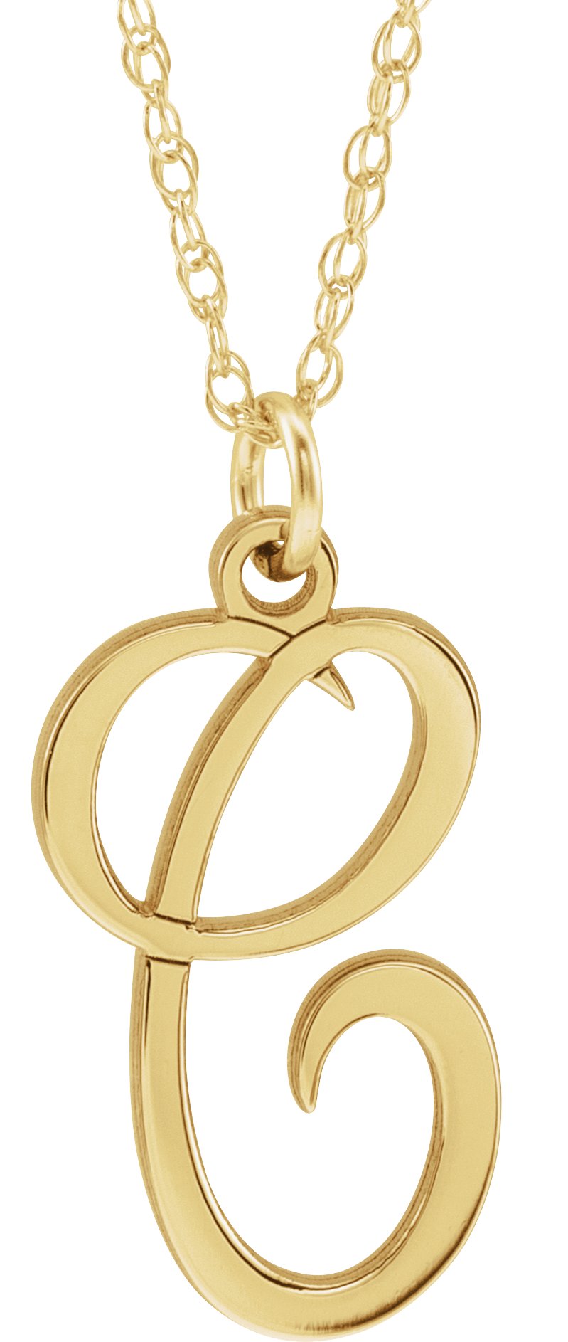 14K Yellow Script Initial C 16-18" Necklace