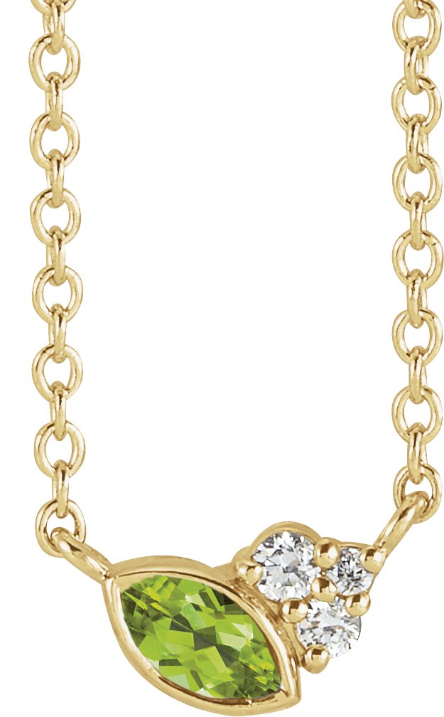 14K Yellow Peridot & .03 CTW Diamond 16" Necklace