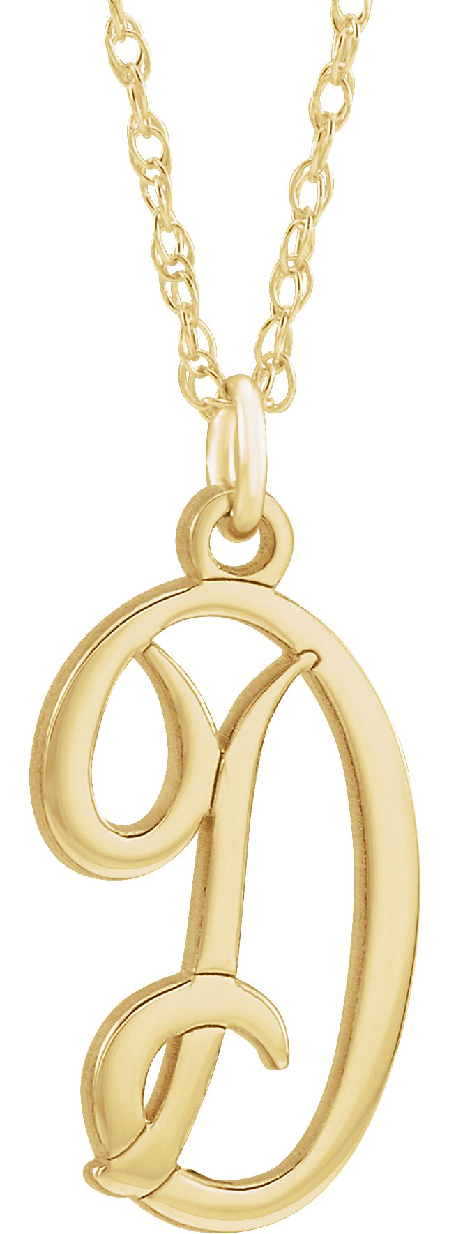 14K Yellow Gold-Plated Sterling Silver Script Initial D 16-18" Necklace